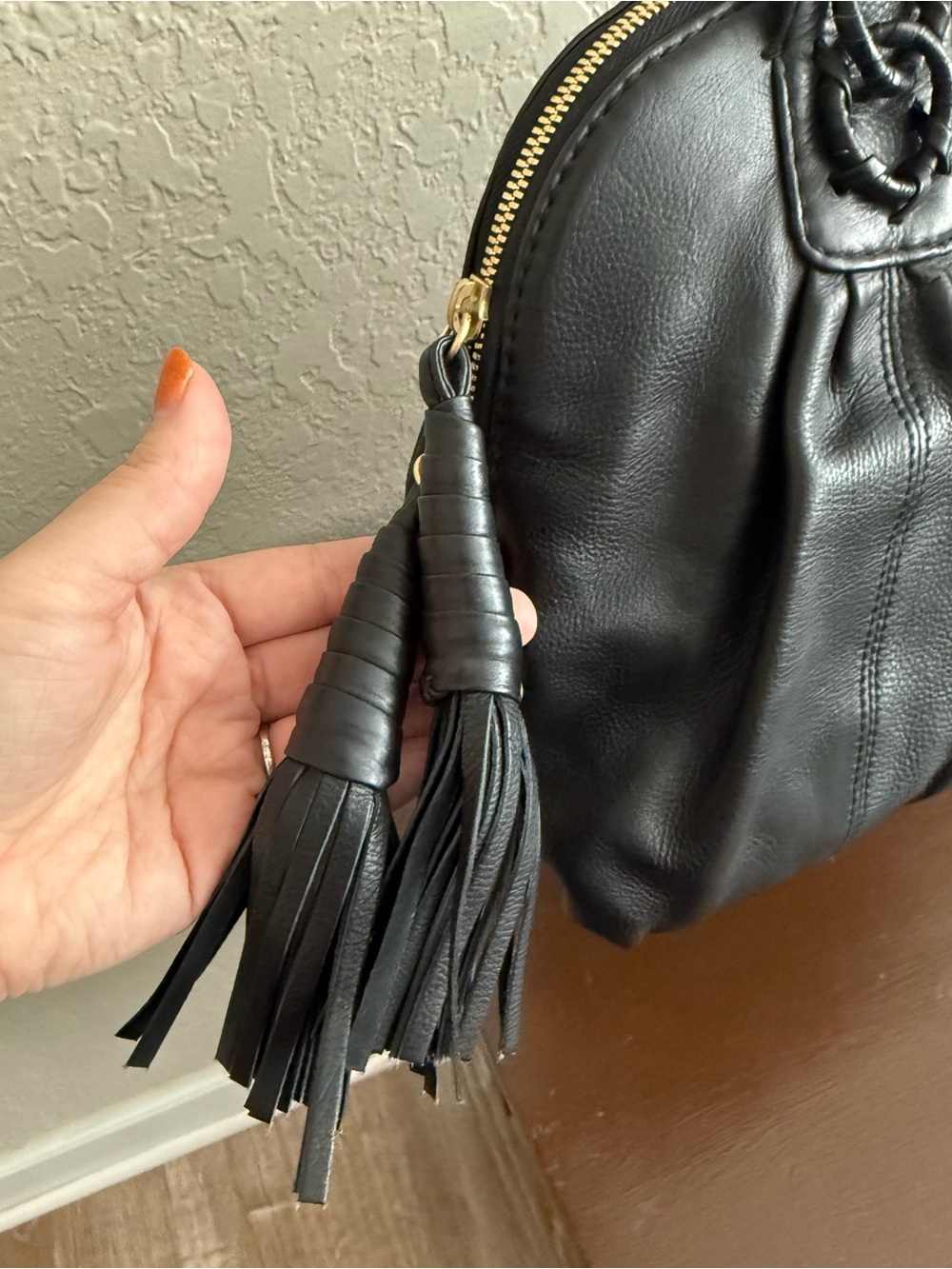 Michael Kors ID Chain Large Black Leather Satchel Handbag MSRP $1,095 - Picture 3 of 17